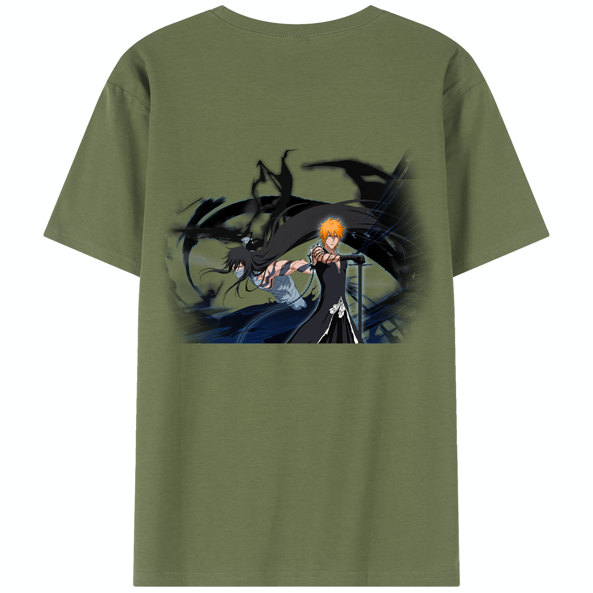 （画像用） ブリーチ 黒崎一護（くろさき いちご）BLEACH Kurosaki Ichigo 綿100％半袖Tシャツ（背面プリント）